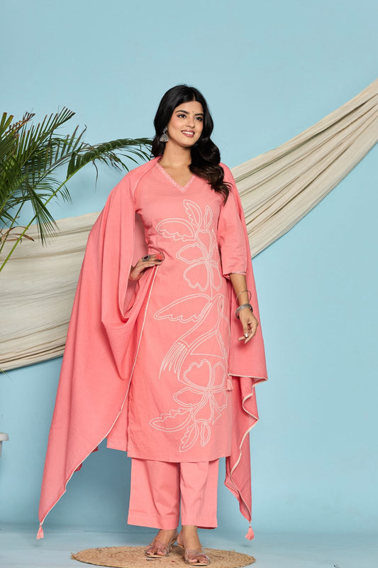 hand block printed kurta set with dupatta