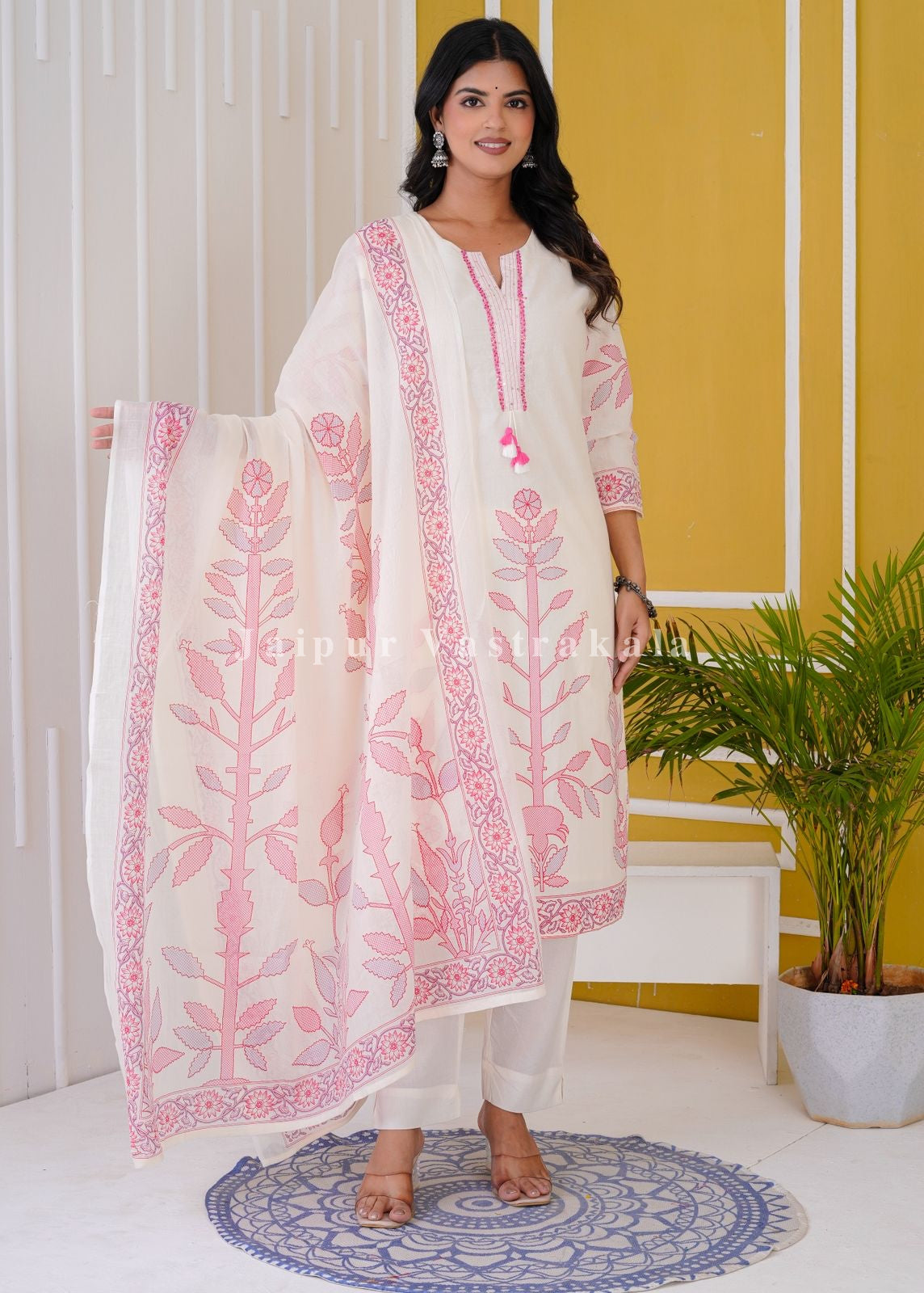 hand block printed kurta set with dupatta