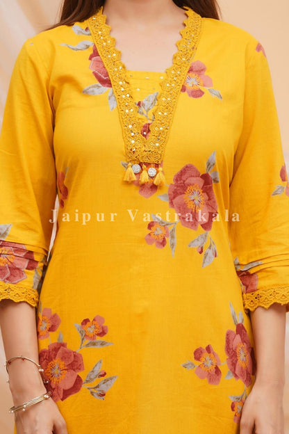 Yellow Bahaar Cotton Dupatta Set