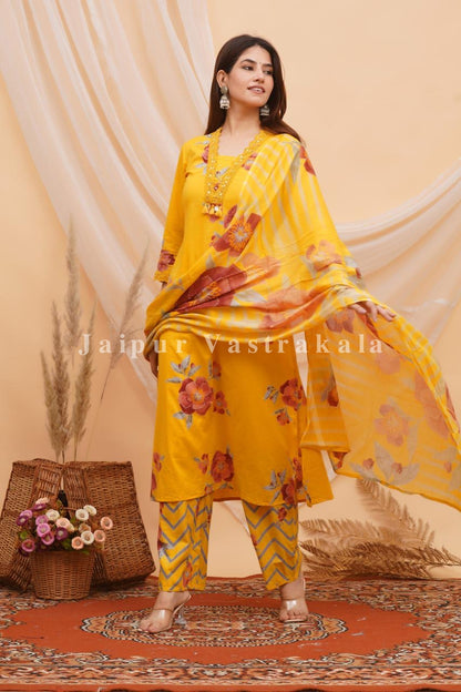 Yellow Bahaar Cotton Dupatta Set