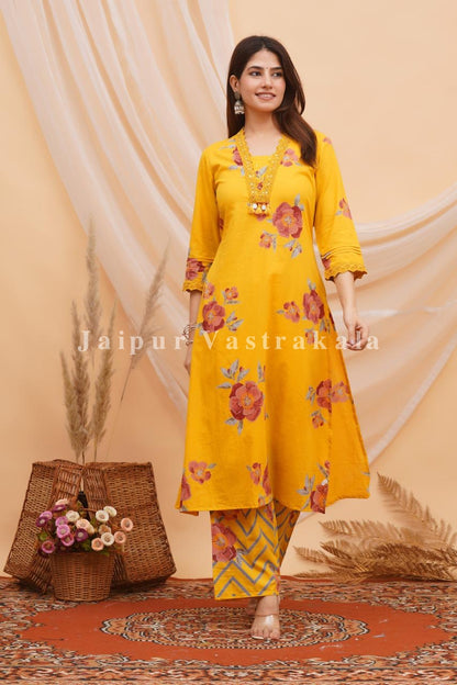 Yellow Bahaar Cotton Dupatta Set