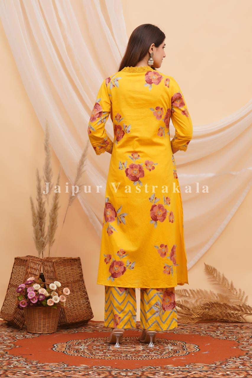 Yellow Bahaar Cotton Dupatta Set