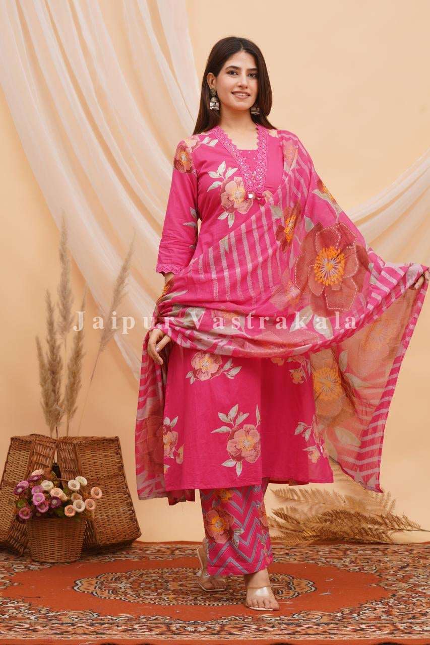 Pink Bahaar Cotton Dupatta Set