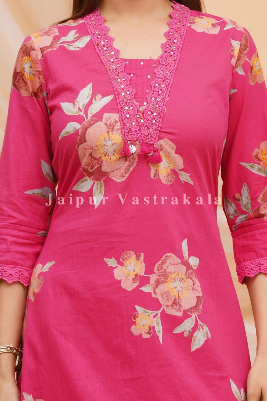 Pink Bahaar Cotton Dupatta Set