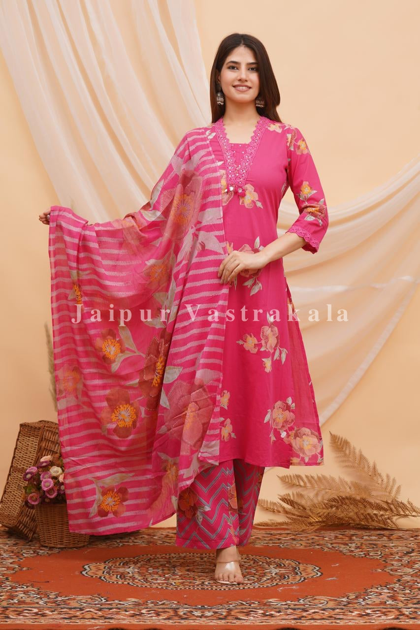 Pink Bahaar Cotton Dupatta Set