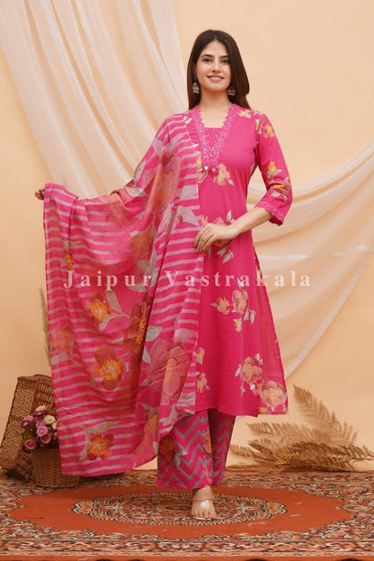 Pink Bahaar Cotton Dupatta Set