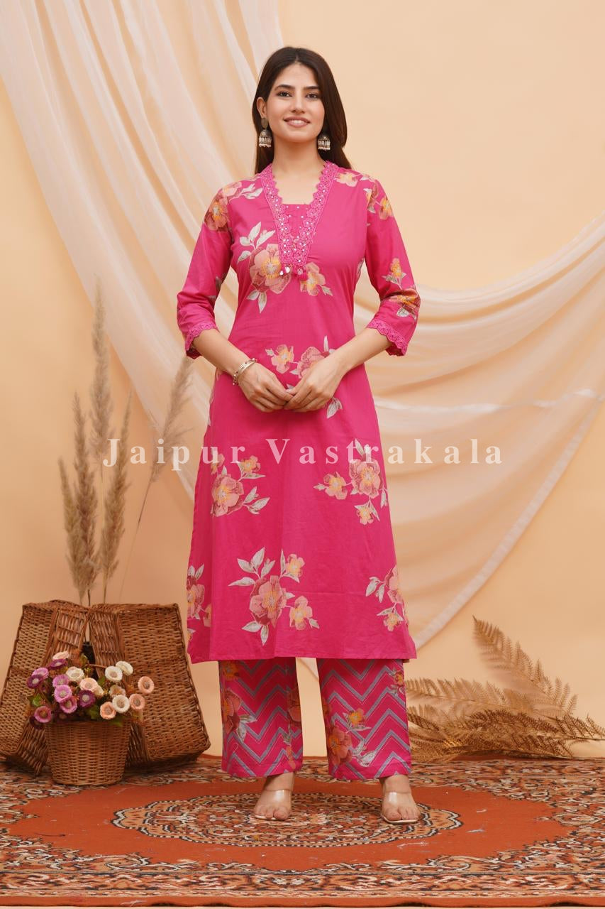Pink Bahaar Cotton Dupatta Set