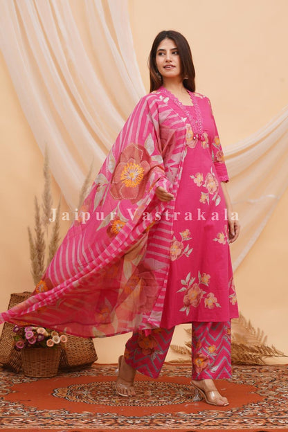 Pink Bahaar Cotton Dupatta Set
