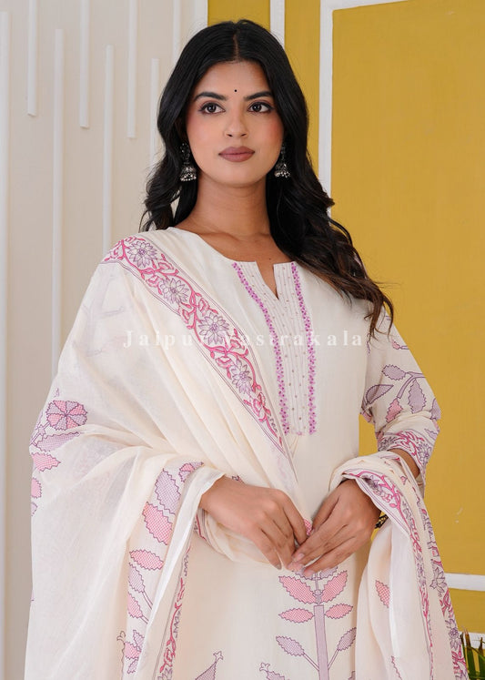 hand block printed kurta set with dupatta