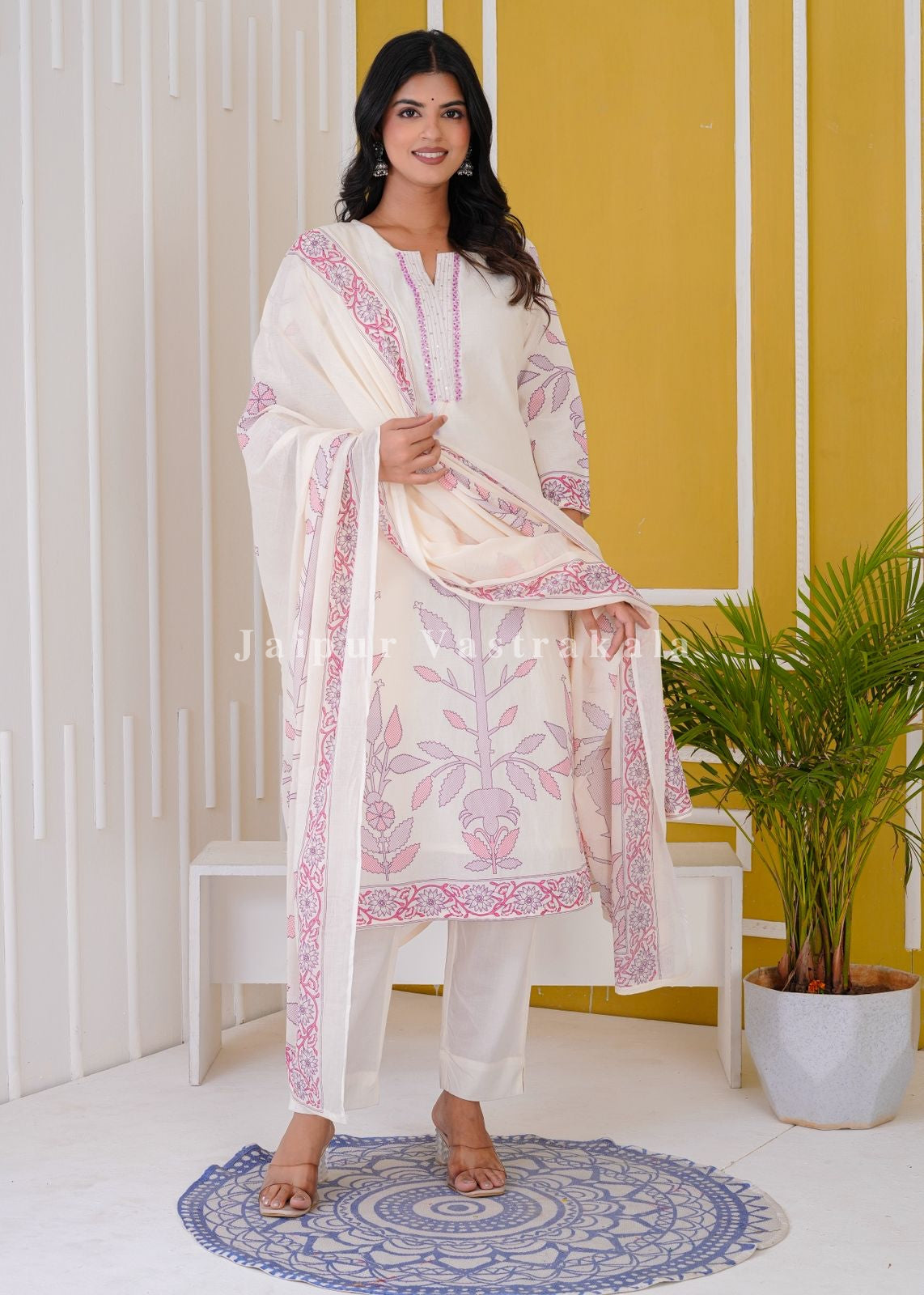 hand block printed kurta set with dupatta