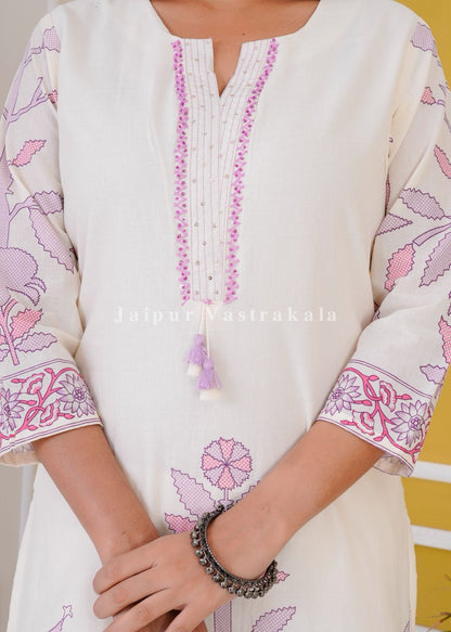 hand block printed kurta set with dupatta