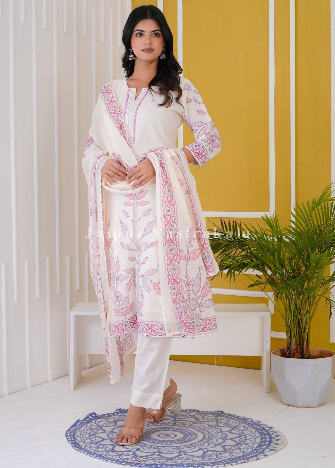 hand block printed kurta set with dupatta