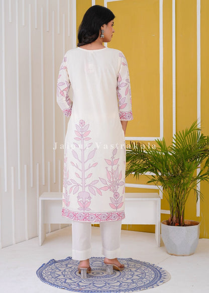 hand block printed kurta set with dupatta