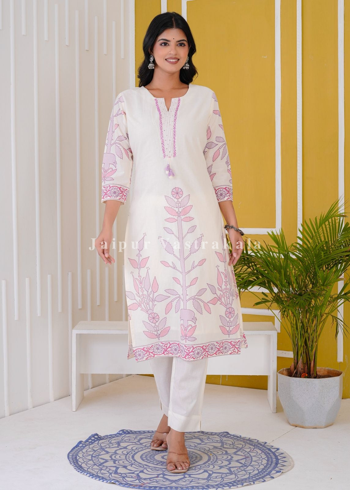 hand block printed kurta set with dupatta