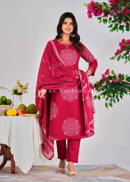 Gulabi Heritage Cotton Dupatta Set