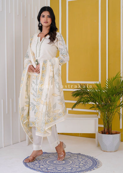 hand block printed kurta set with dupatta