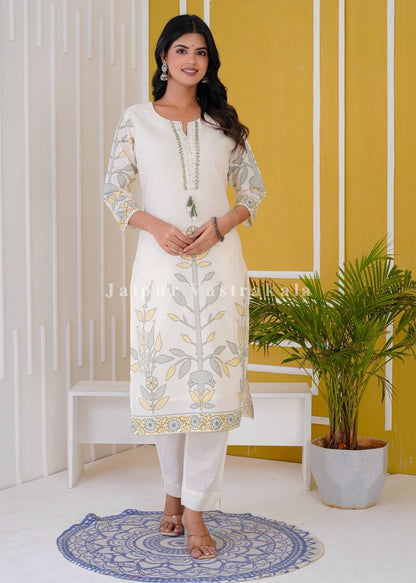 hand block printed kurta set with dupatta