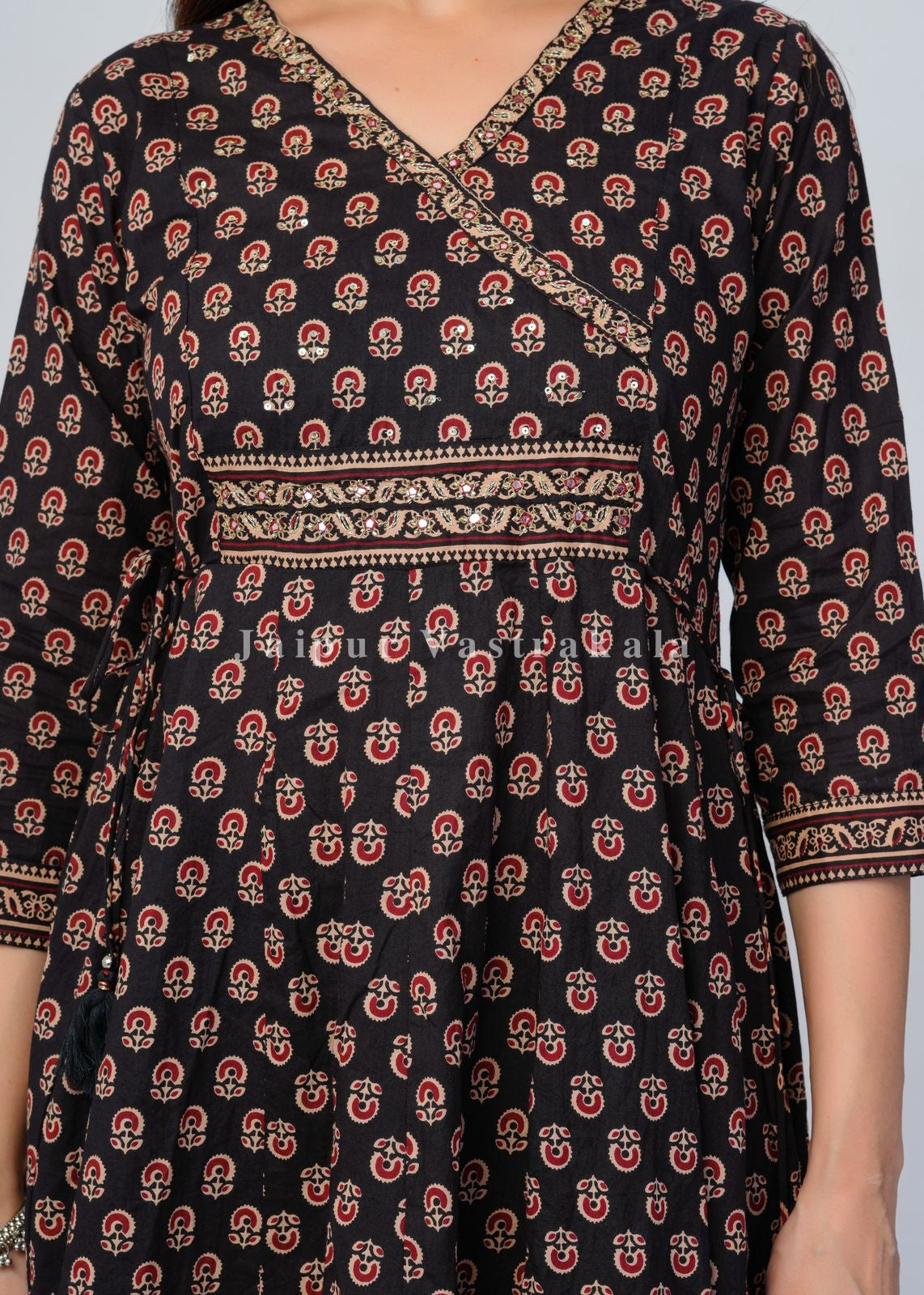 Shahi Black Festive Angrakha Anarkali Suit