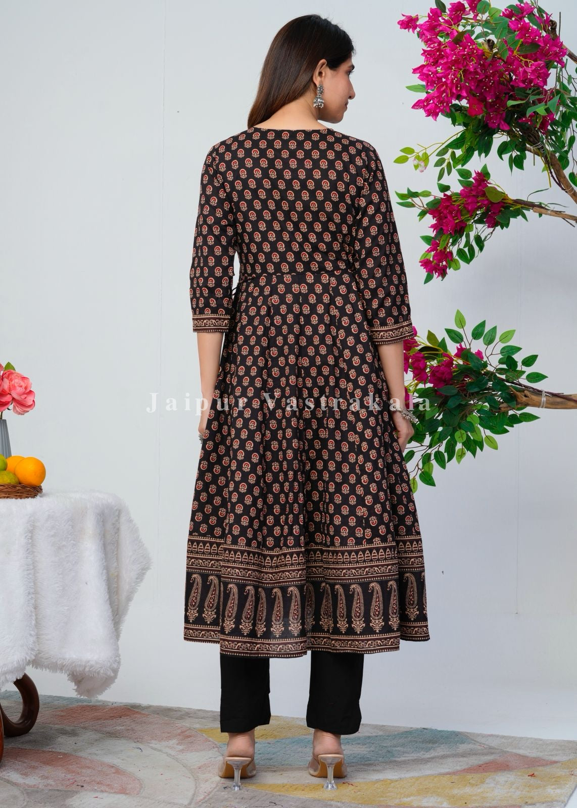 Shahi Black Festive Angrakha Anarkali Suit