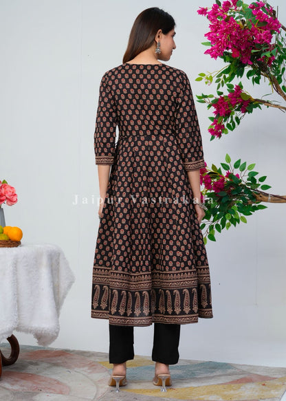 Shahi Black Festive Angrakha Anarkali Suit