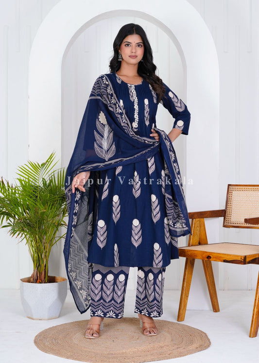 hand block printed kurta set with dupatta