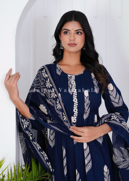 hand block printed kurta set with dupatta