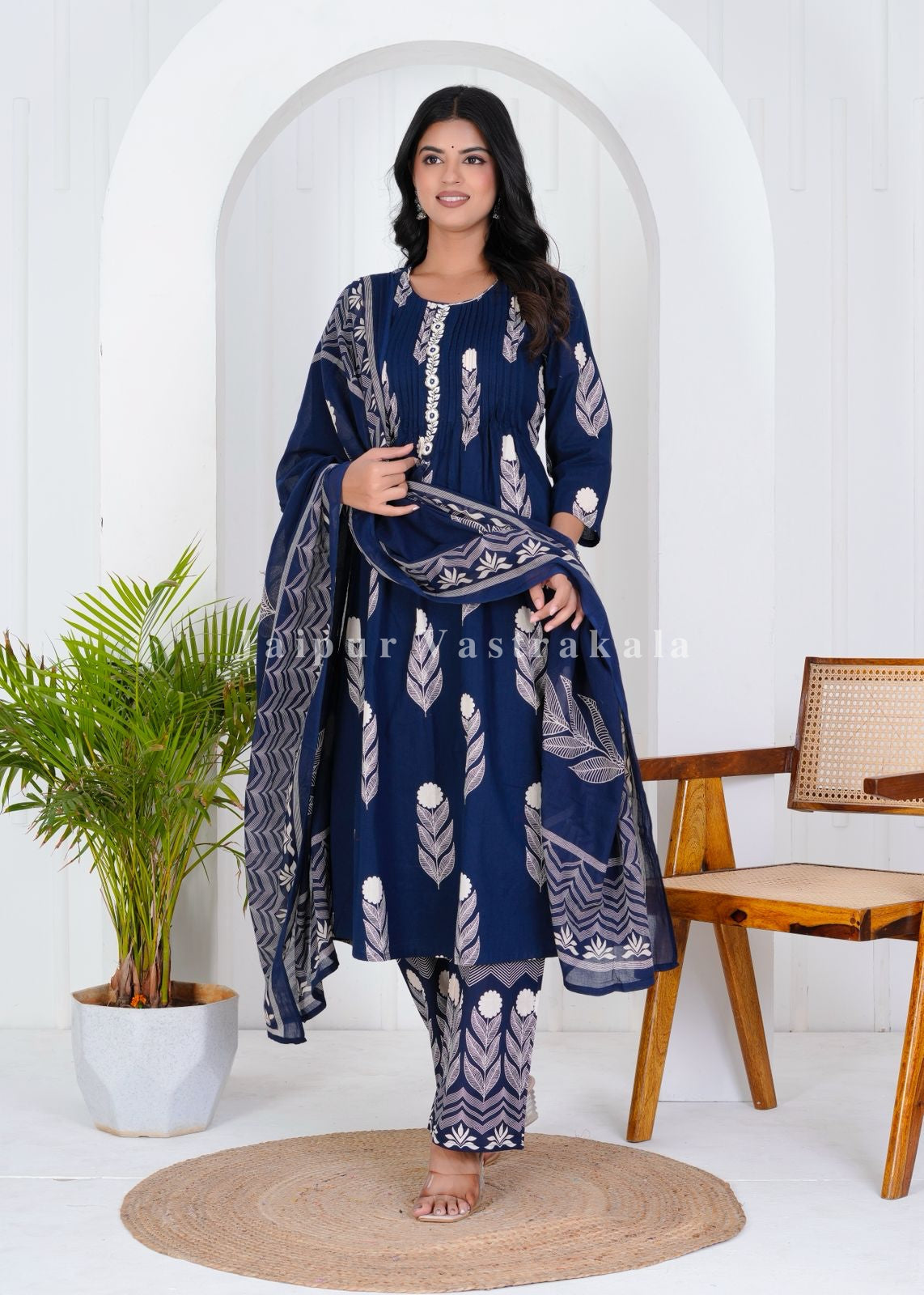 hand block printed kurta set with dupatta
