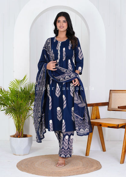 hand block printed kurta set with dupatta