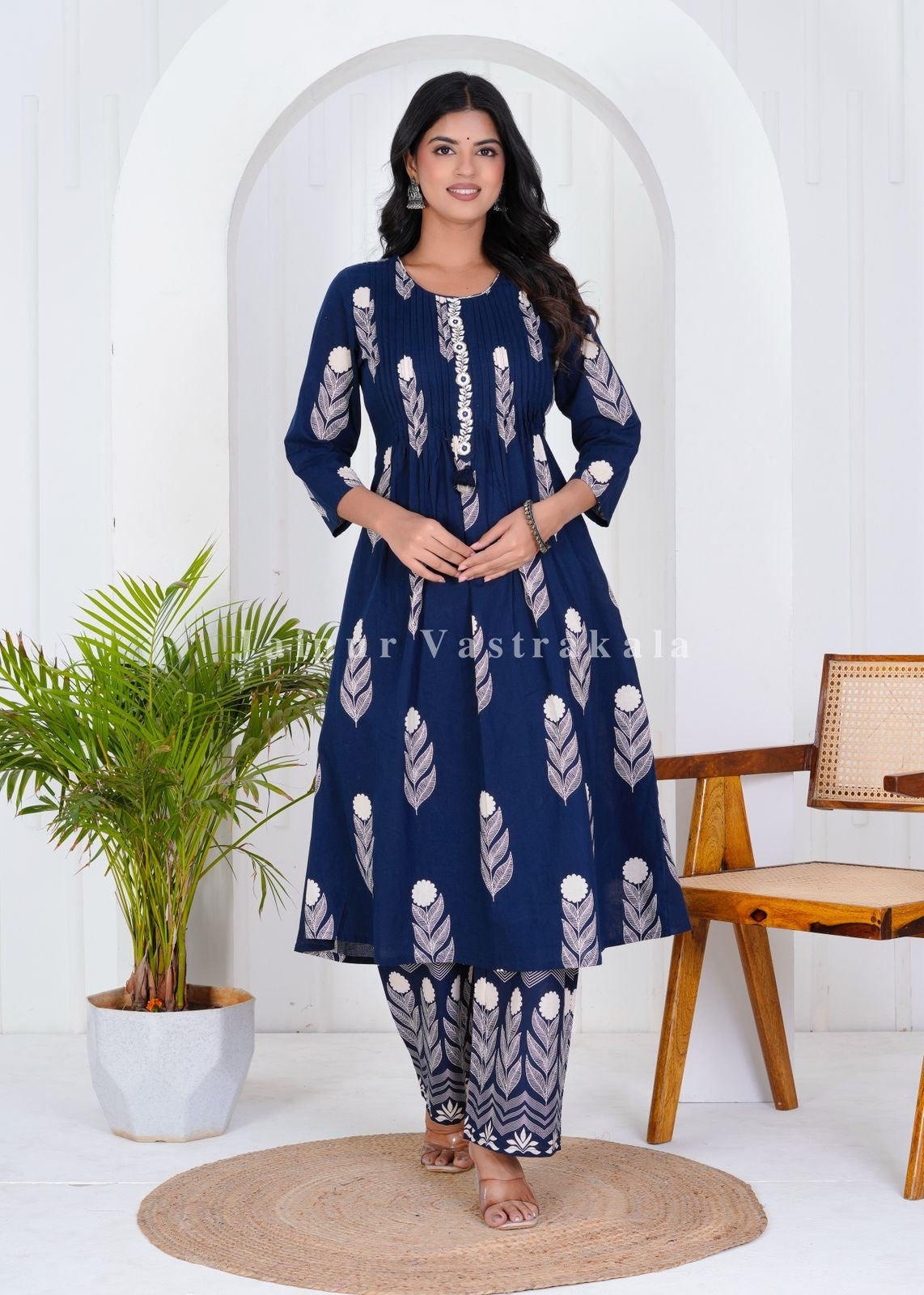hand block printed kurta set with dupatta