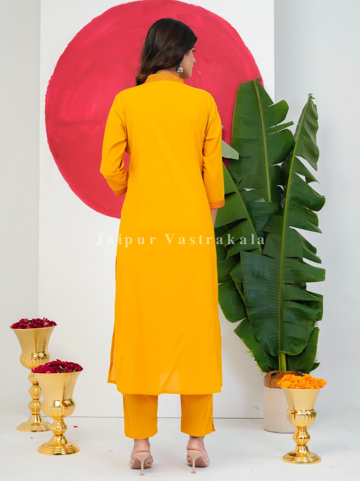 Yellow Patch Highlights Cotton Dupatta Set