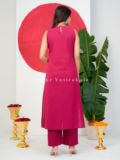 Pink Sparrow Embroidery Flex Suit Set