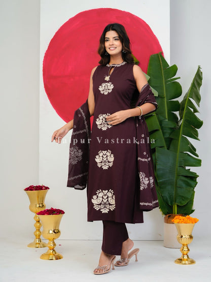 Cocoa Sparrow Embroidery Flex Suit Set