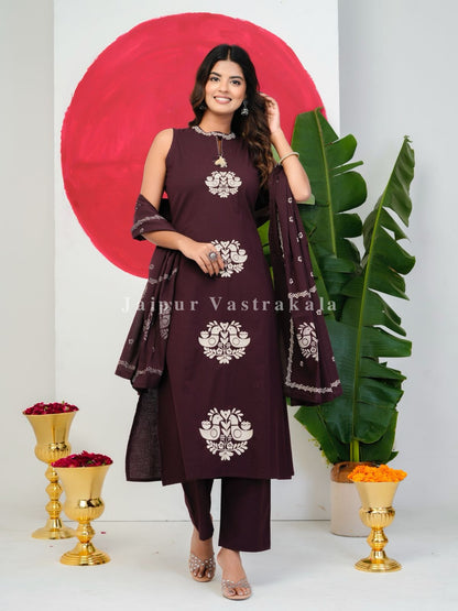 Cocoa Sparrow Embroidery Flex Suit Set