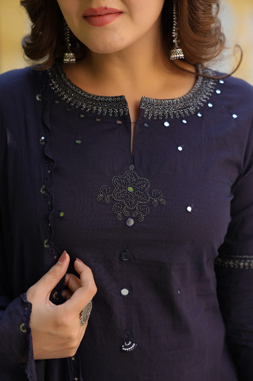 Ink Blue Farsi Salwar Cotton Suit