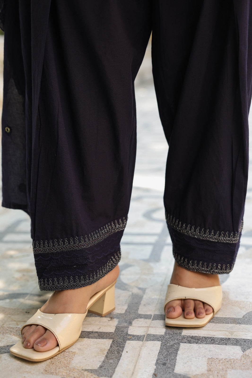 Ink Blue Farsi Salwar Cotton Suit