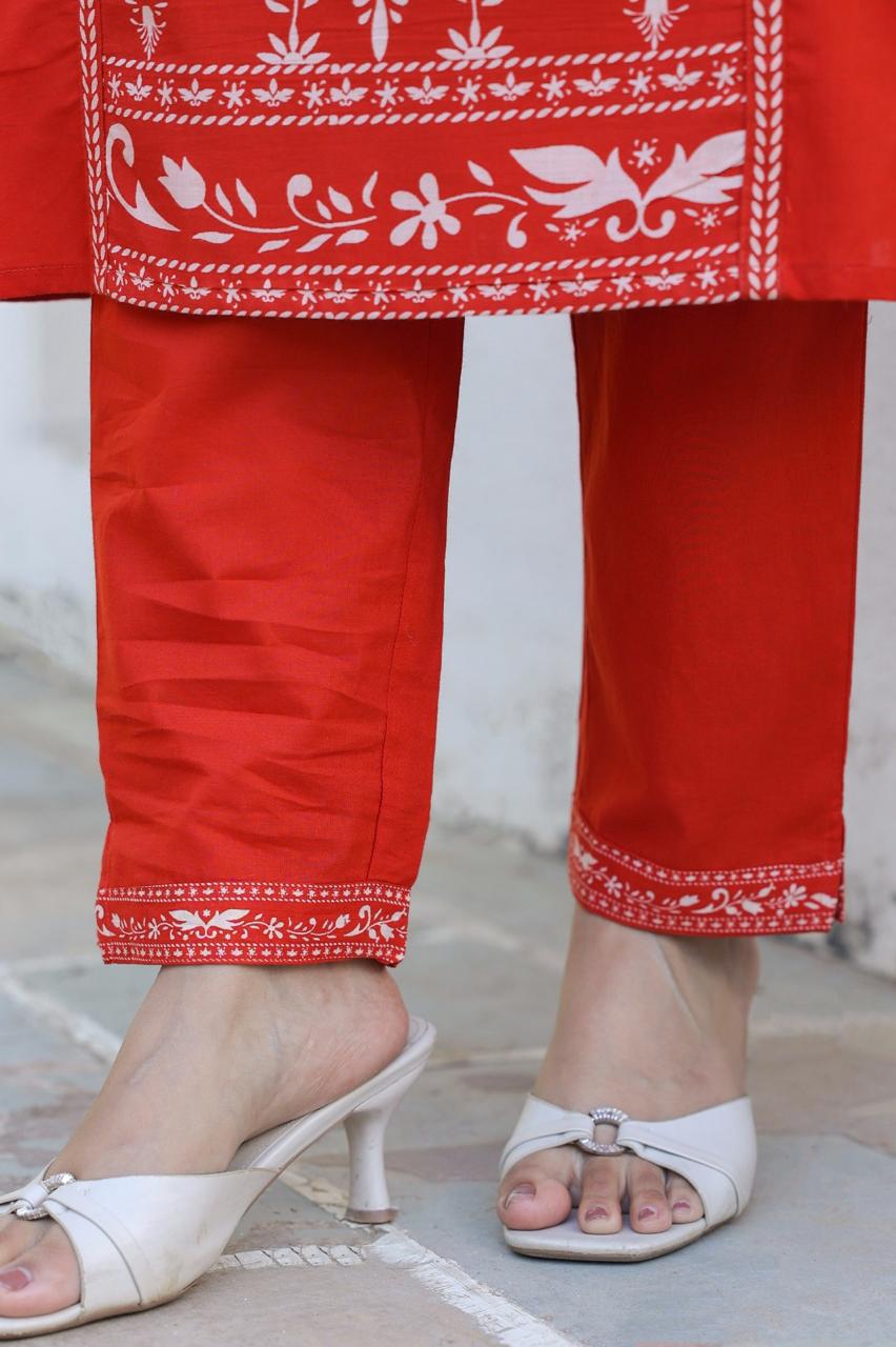 Orange A-line Fusion Cotton Suit