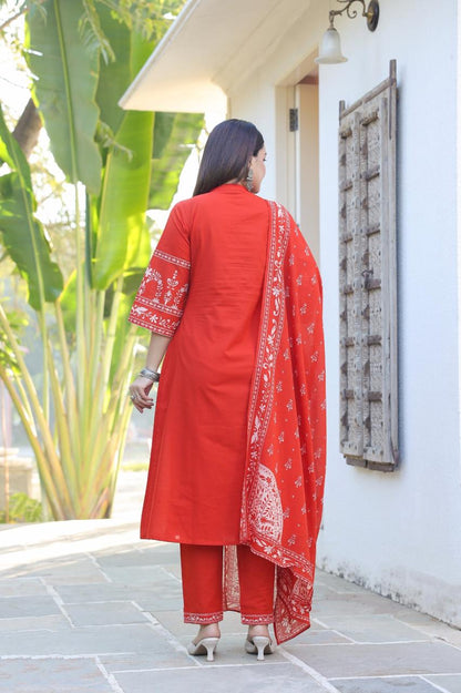 Orange A-line Fusion Cotton Suit