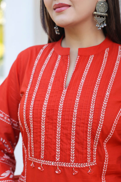 Orange A-line Fusion Cotton Suit