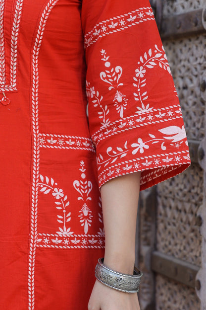 Orange A-line Fusion Cotton Suit