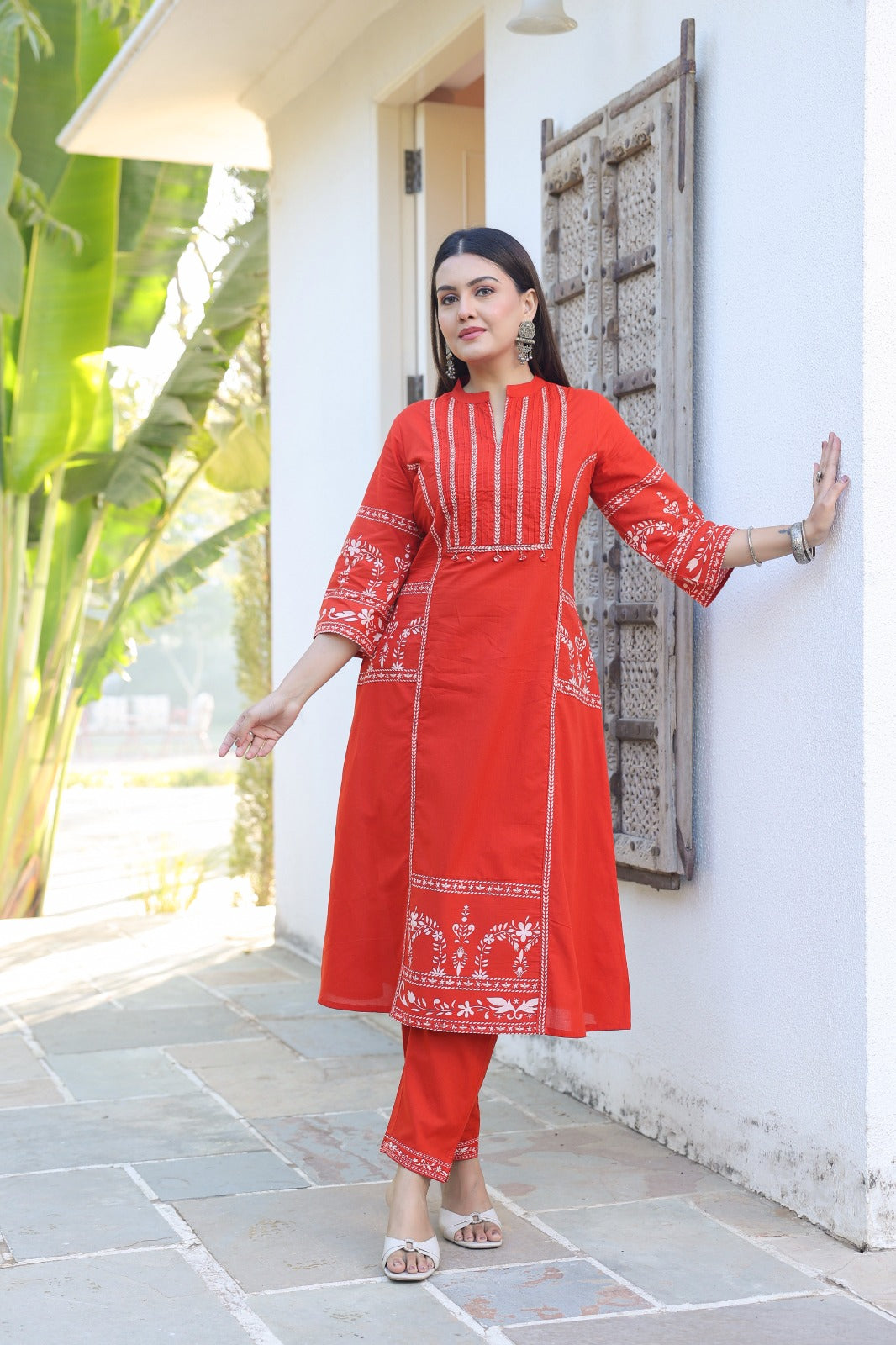 Orange A-line Fusion Cotton Suit