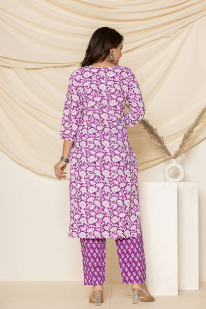 hand block printed kurta set with dupatta