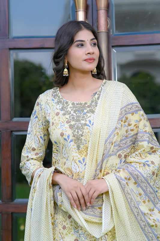 hand block printed kurta set with dupatta