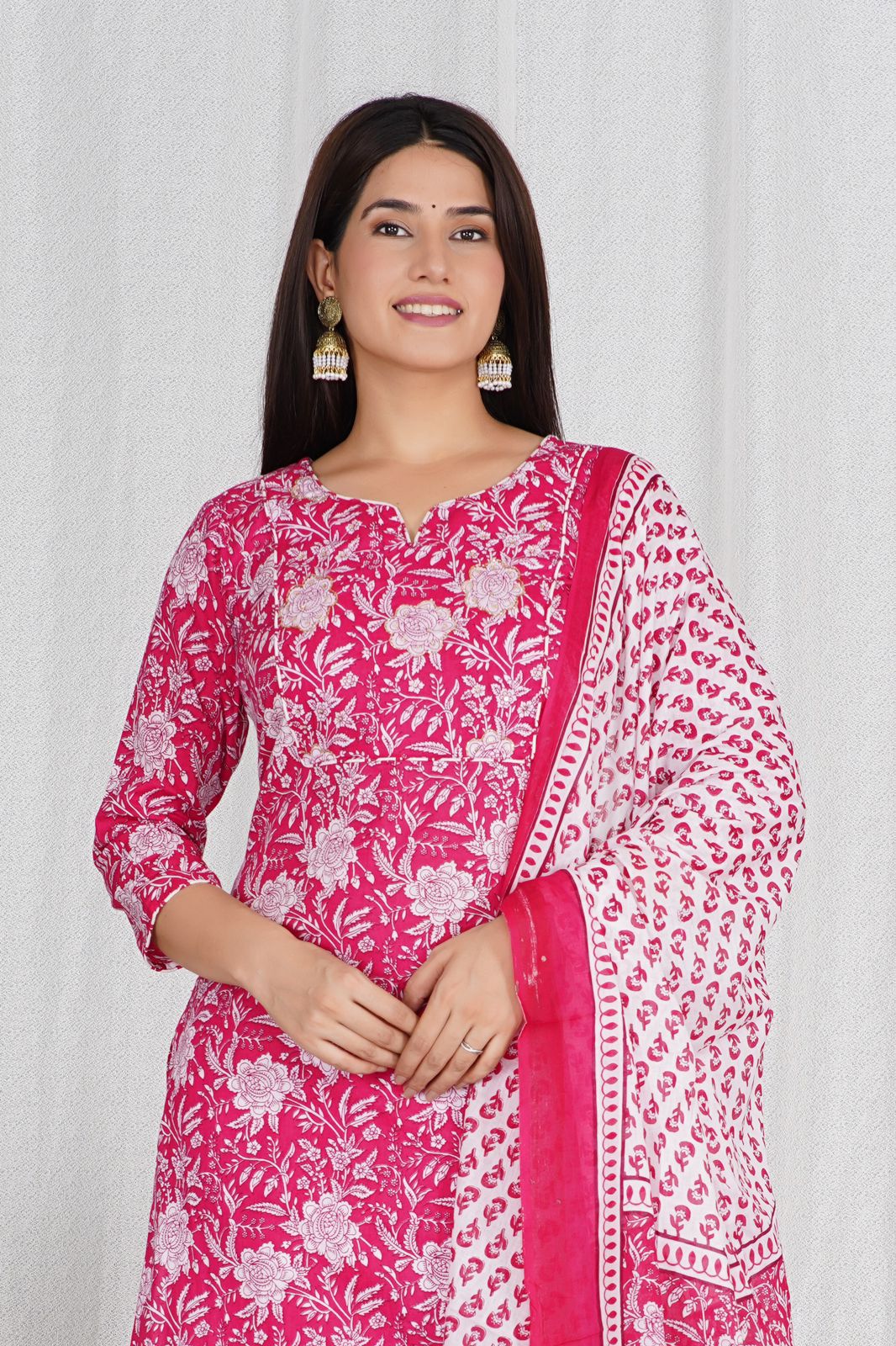 hand block printed kurta set with dupatta