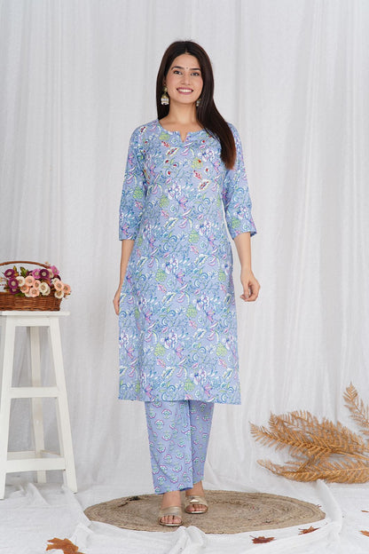 hand block printed kurta set with dupatta