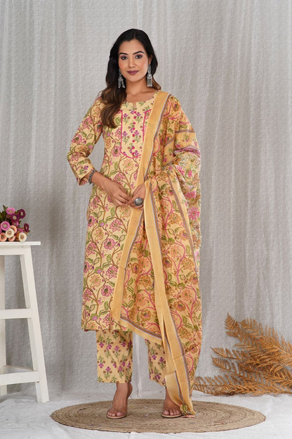 hand block printed kurta set with dupatta