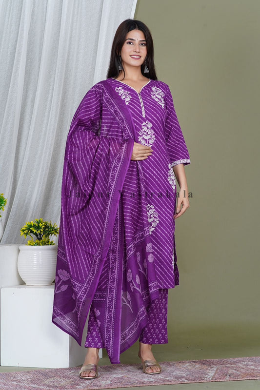 hand block printed kurta set with dupatta