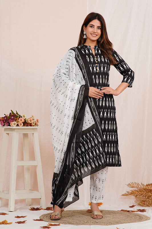 hand block printed kurta set with dupatta