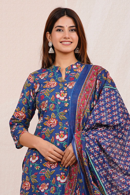 hand block printed kurta set with dupatta