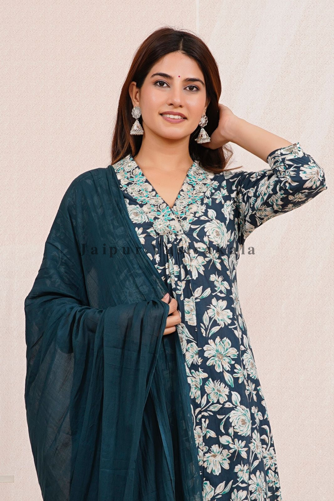 hand block printed kurta set with dupatta