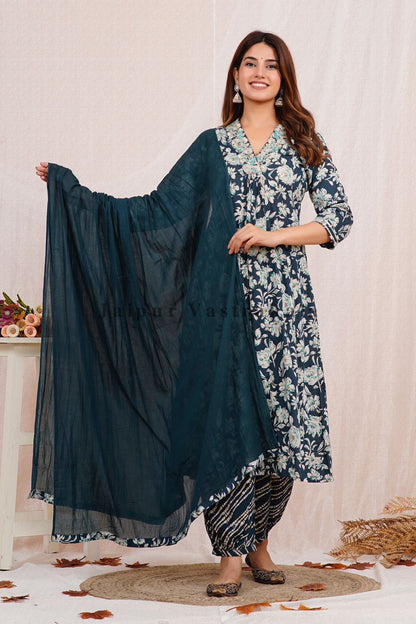 hand block printed kurta set with dupatta